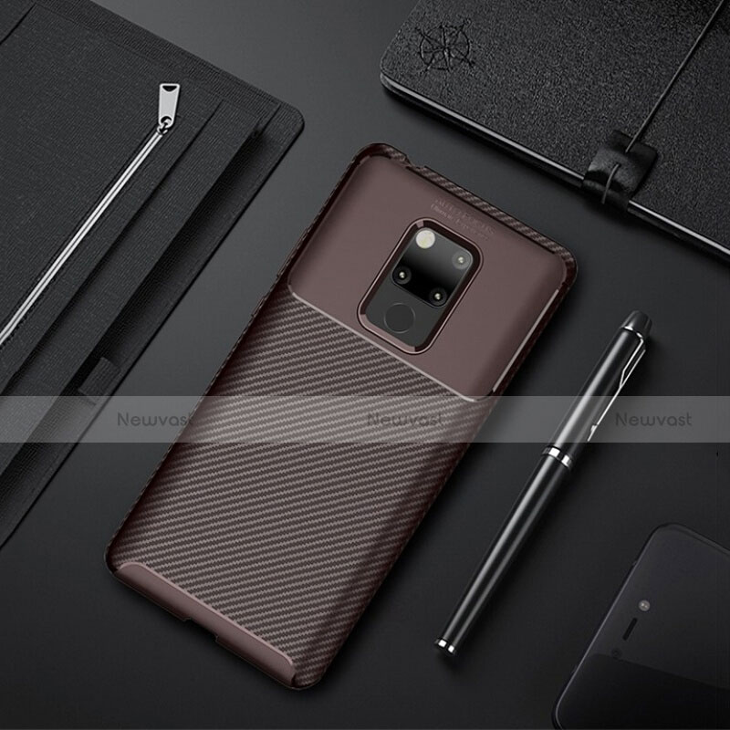 Silicone Candy Rubber TPU Twill Soft Case Cover Y01 for Huawei Mate 20 X 5G Brown