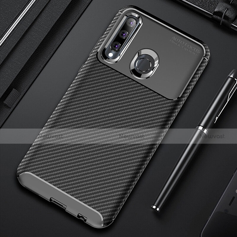 Silicone Candy Rubber TPU Twill Soft Case Cover Y01 for Huawei P Smart+ Plus (2019) Black