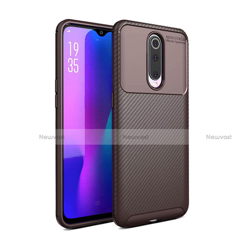 Silicone Candy Rubber TPU Twill Soft Case Cover Y01 for Oppo RX17 Pro Brown