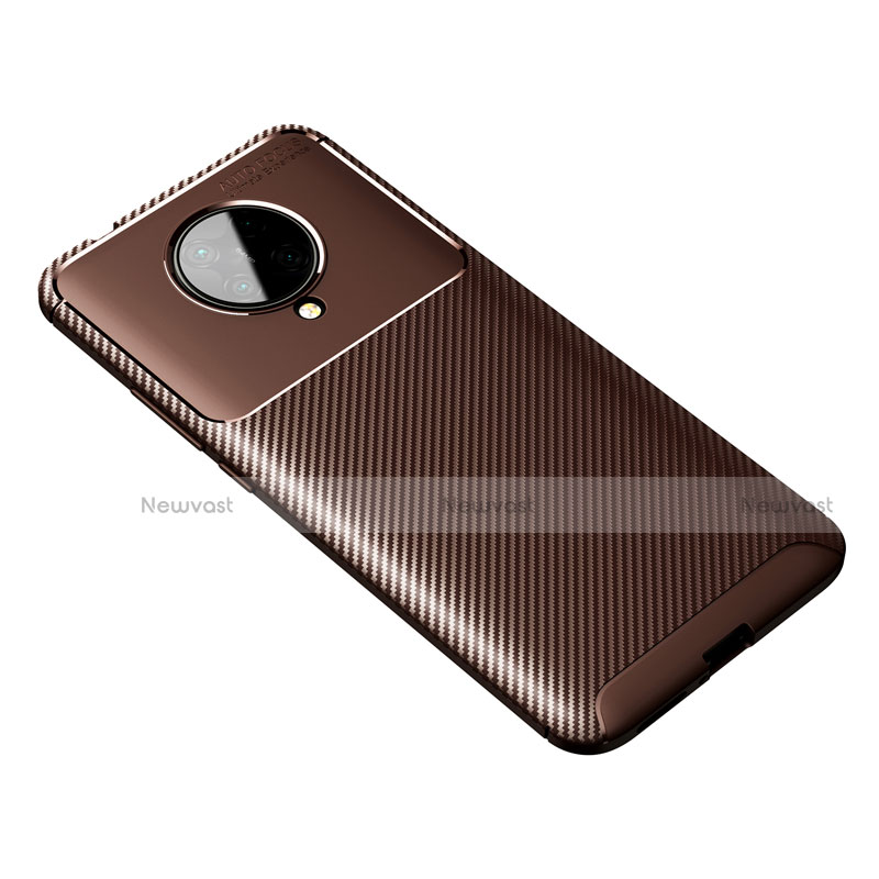 Silicone Candy Rubber TPU Twill Soft Case Cover Y01 for Xiaomi Poco F2 Pro Brown