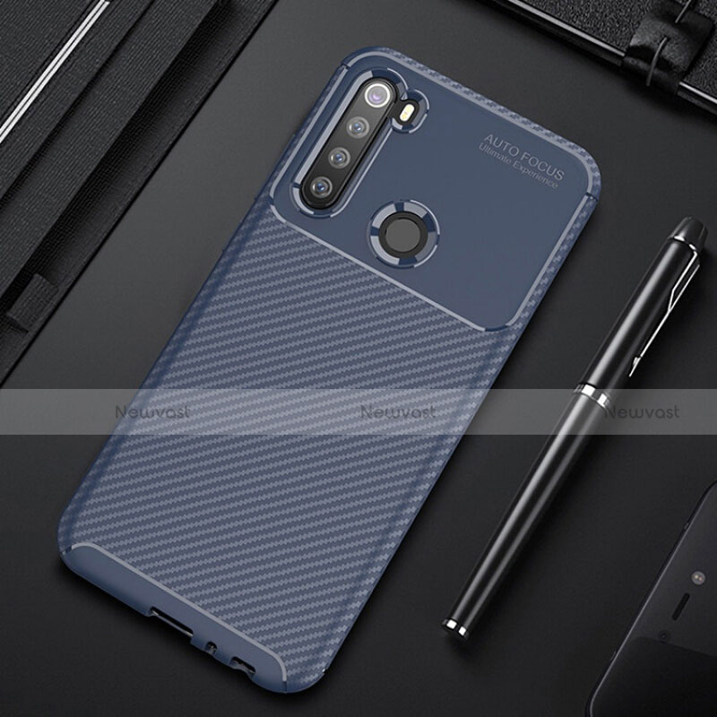 Silicone Candy Rubber TPU Twill Soft Case Cover Y01 for Xiaomi Redmi Note 8 (2021) Blue