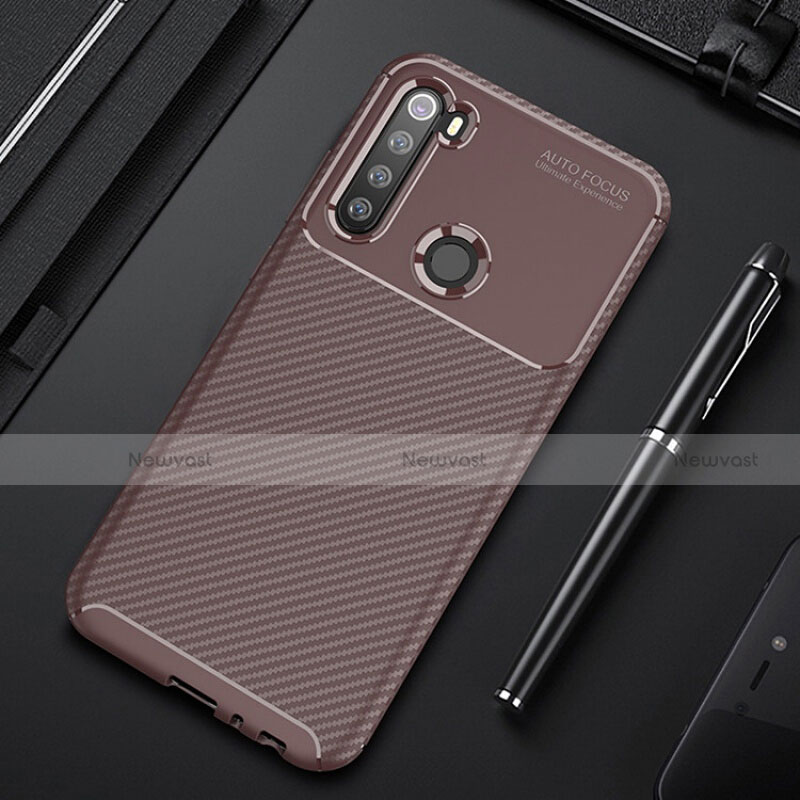 Silicone Candy Rubber TPU Twill Soft Case Cover Y01 for Xiaomi Redmi Note 8T Brown