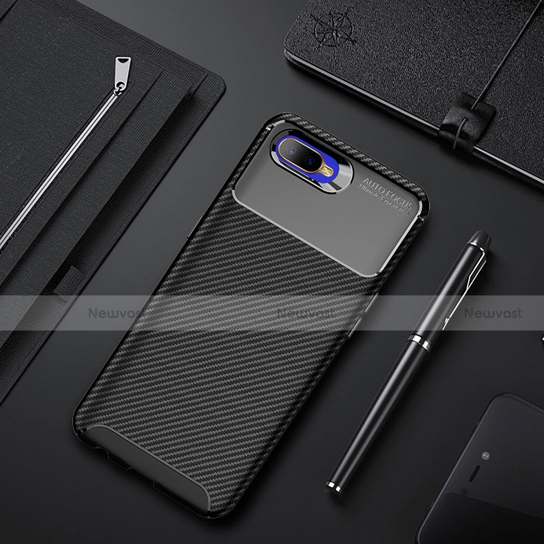 Silicone Candy Rubber TPU Twill Soft Case Cover Y02 for Oppo RX17 Neo Black