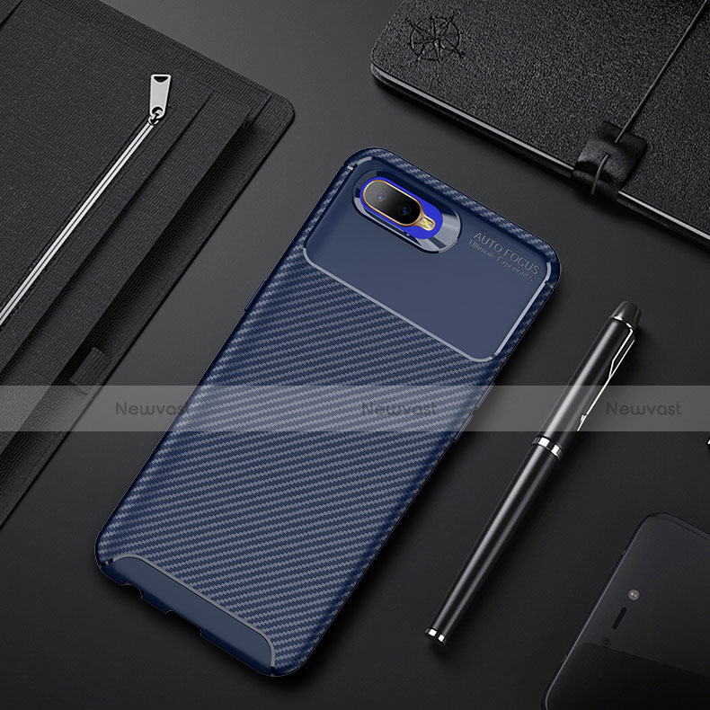 Silicone Candy Rubber TPU Twill Soft Case Cover Y02 for Oppo RX17 Neo Blue