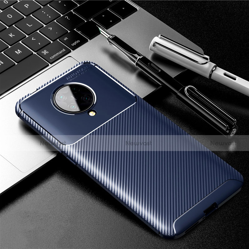 Silicone Candy Rubber TPU Twill Soft Case Cover Y02 for Xiaomi Poco F2 Pro Blue