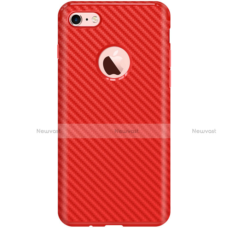 Silicone Candy Rubber TPU Twill Soft Case for Apple iPhone 7 Red