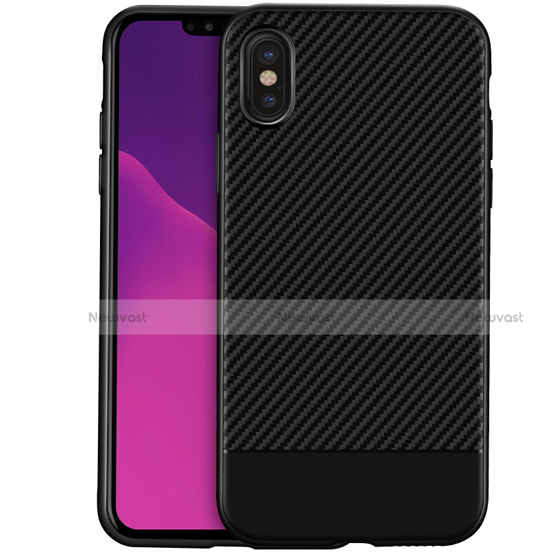 Silicone Candy Rubber TPU Twill Soft Case for Apple iPhone Xs Black