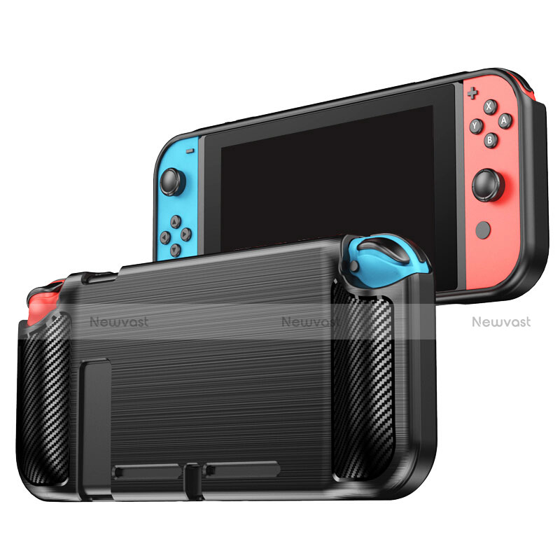 Silicone Candy Rubber TPU Twill Soft Case for Nintendo Switch Black