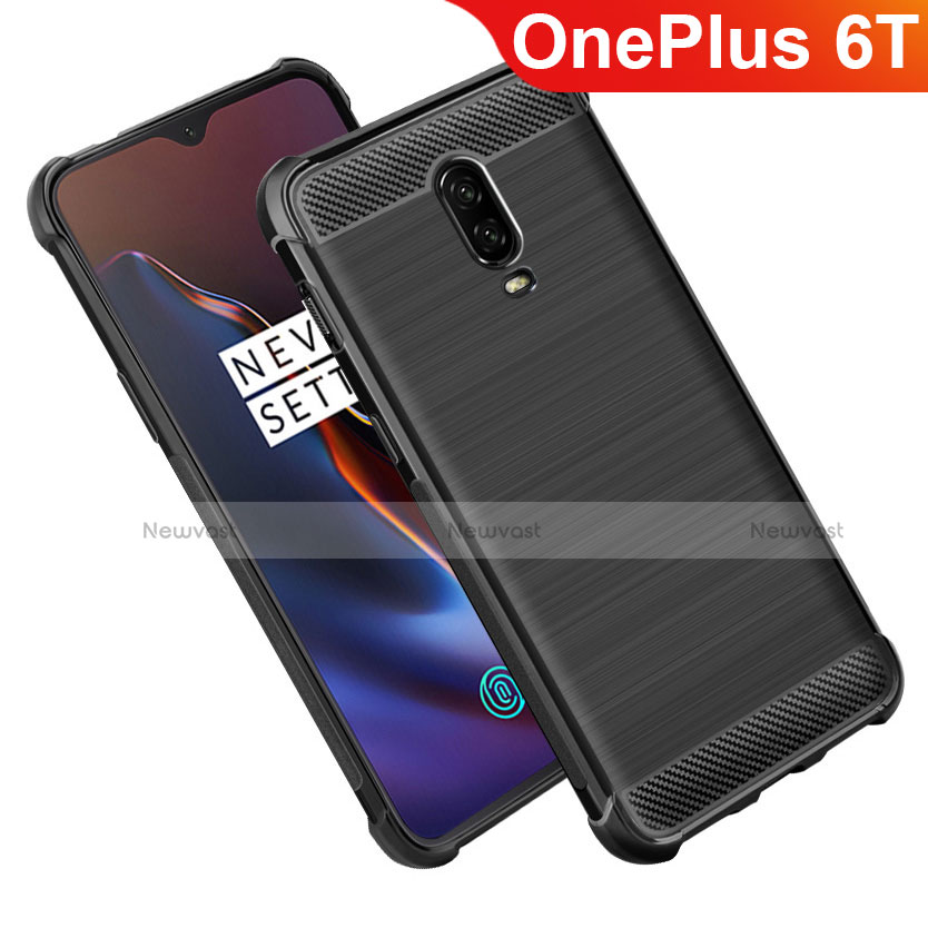 Silicone Candy Rubber TPU Twill Soft Case for OnePlus 6T Black