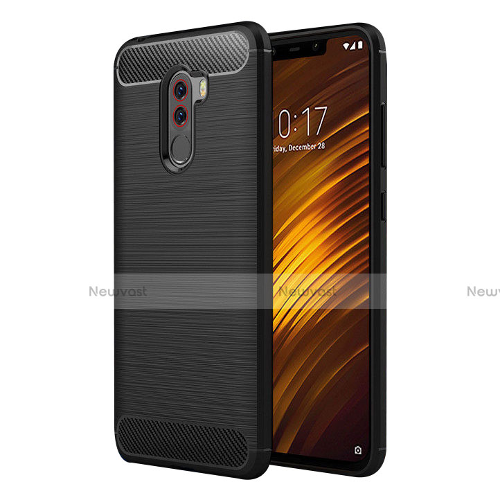 Silicone Candy Rubber TPU Twill Soft Case for Xiaomi Pocophone F1 Black