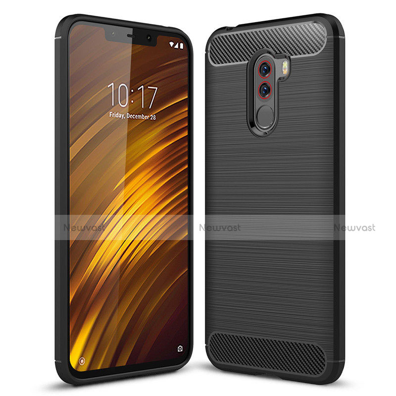 Silicone Candy Rubber TPU Twill Soft Case for Xiaomi Pocophone F1 Black