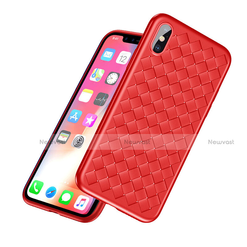 Silicone Candy Rubber TPU Twill Soft Case R02 for Apple iPhone X Red