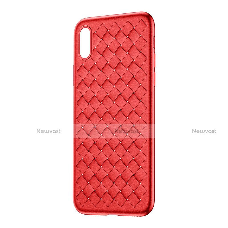 Silicone Candy Rubber TPU Twill Soft Case R02 for Apple iPhone X Red