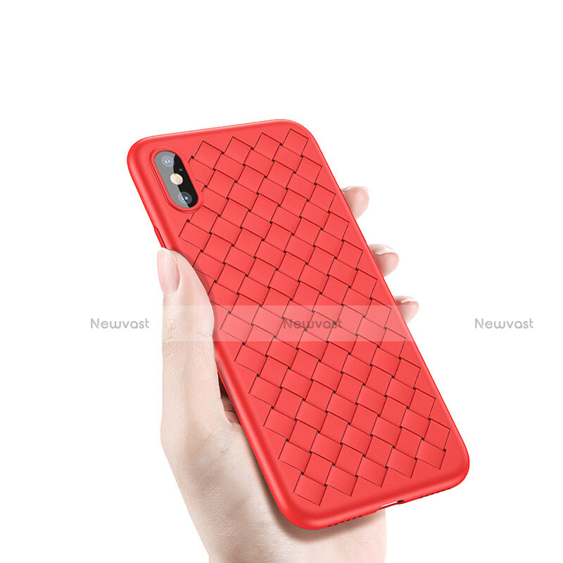 Silicone Candy Rubber TPU Twill Soft Case R02 for Apple iPhone X Red