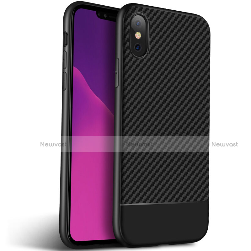 Silicone Candy Rubber TPU Twill Soft Case Z01 for Apple iPhone X Black