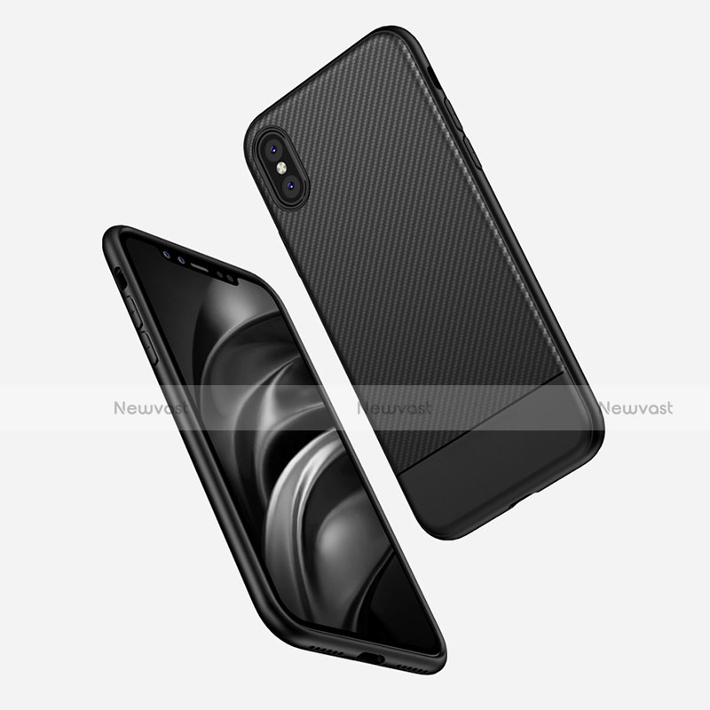 Silicone Candy Rubber TPU Twill Soft Case Z01 for Apple iPhone X Black