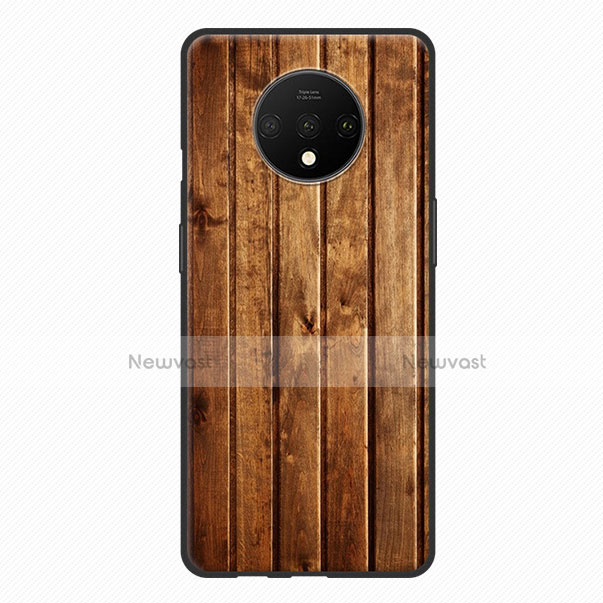 Silicone Candy Rubber Wood-Grain Pattern Soft Case for OnePlus 7T