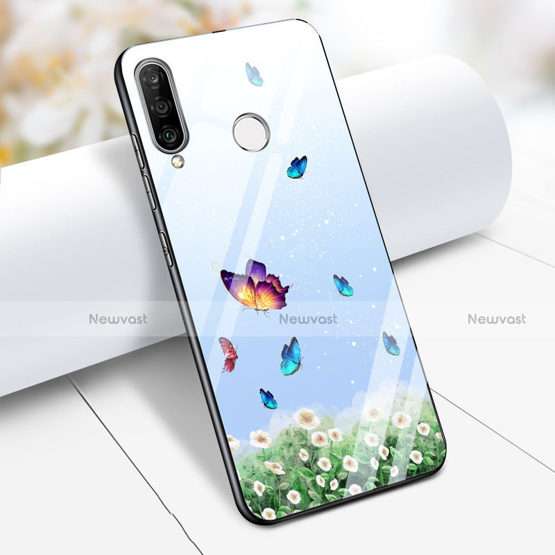 Silicone Frame Butterfly Mirror Case for Huawei P30 Lite New Edition Sky Blue