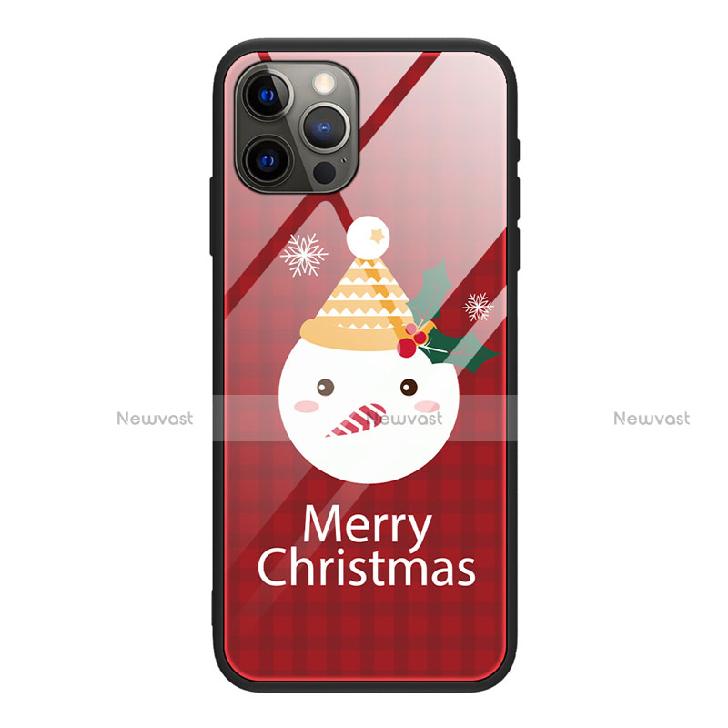 Silicone Frame Christmas Pattern Mirror Case Cover for Apple iPhone 12 Pro Max White