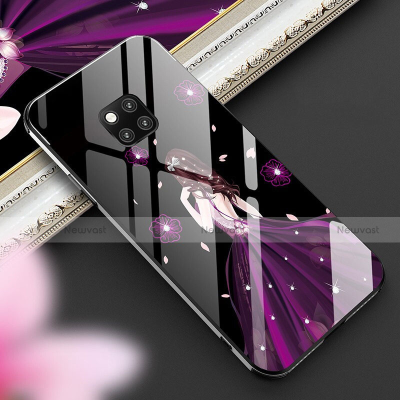 Silicone Frame Dress Party Girl Mirror Case Cover for Huawei Mate 20 Pro Purple