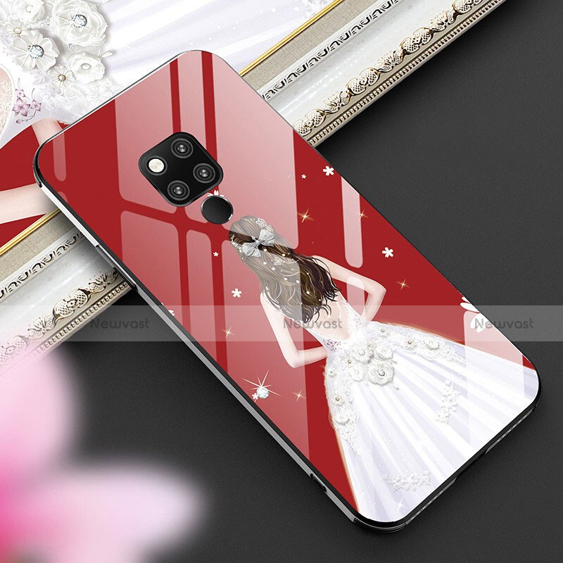 Silicone Frame Dress Party Girl Mirror Case Cover for Huawei Mate 20 X 5G White