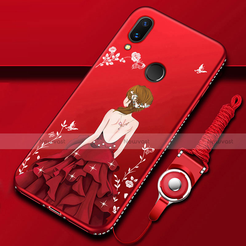 Silicone Frame Dress Party Girl Mirror Case Cover for Huawei P Smart Z Red