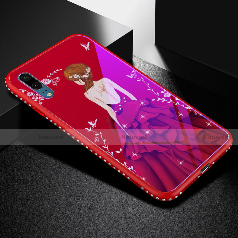 Silicone Frame Dress Party Girl Mirror Case Cover for Huawei P20