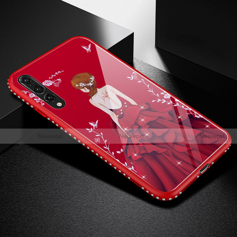 Silicone Frame Dress Party Girl Mirror Case Cover for Huawei P20 Pro Red