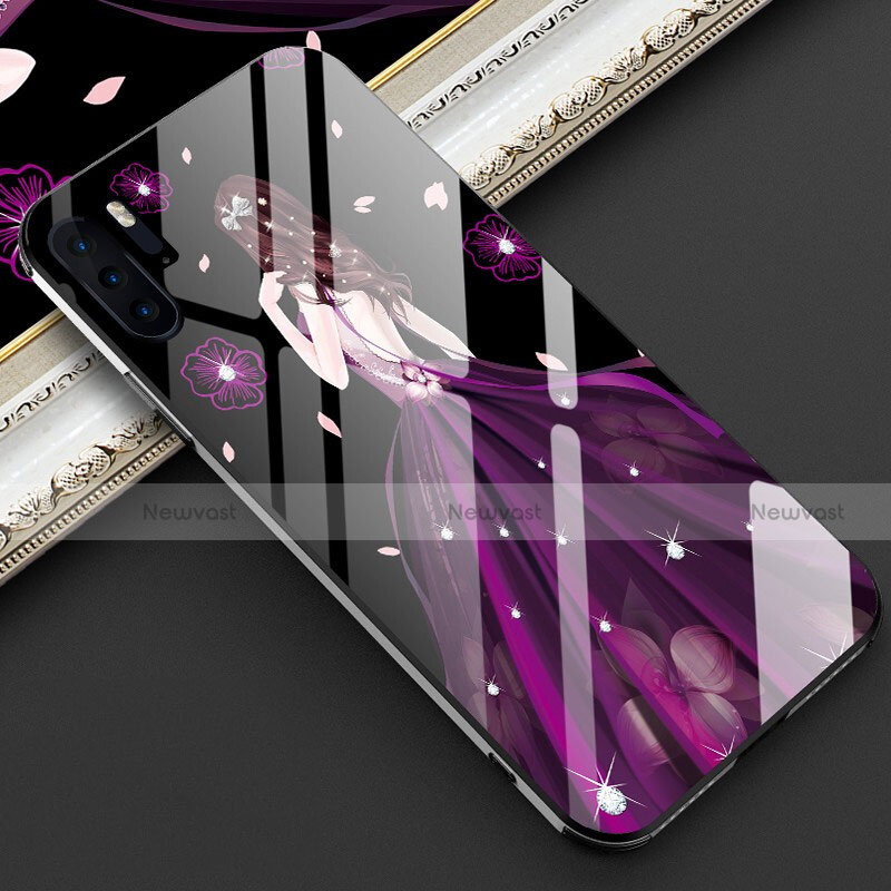 Silicone Frame Dress Party Girl Mirror Case Cover for Huawei P30 Pro New Edition Purple