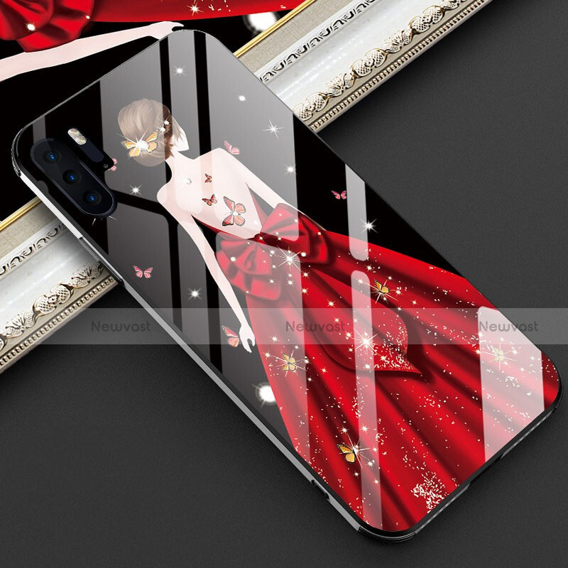 Silicone Frame Dress Party Girl Mirror Case Cover for Huawei P30 Pro New Edition Red