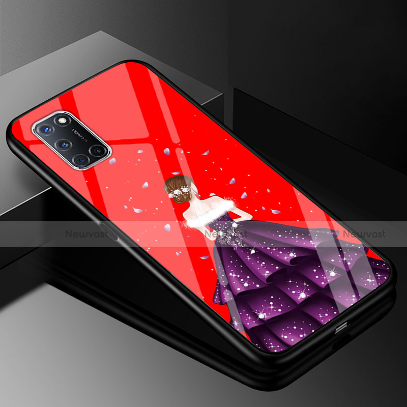 Silicone Frame Dress Party Girl Mirror Case Cover for Oppo A72 Purple