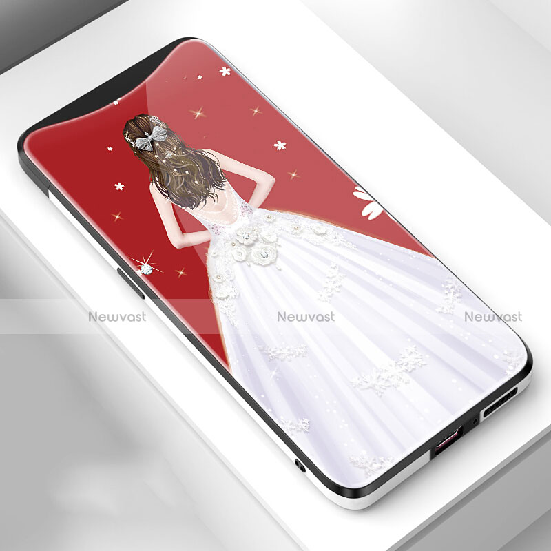 Silicone Frame Dress Party Girl Mirror Case Cover for Oppo Find X White