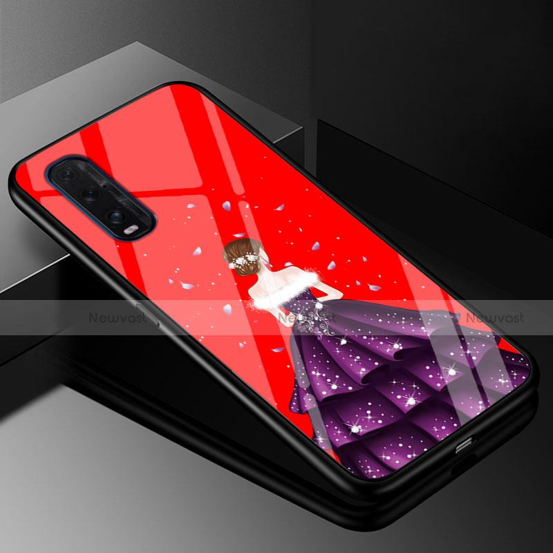 Silicone Frame Dress Party Girl Mirror Case Cover for Oppo Find X2 Purple