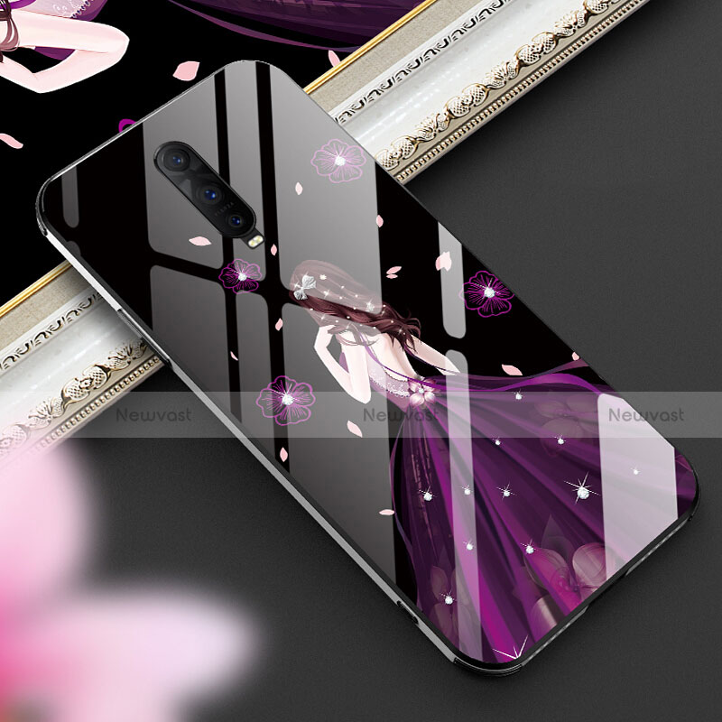 Silicone Frame Dress Party Girl Mirror Case Cover for Oppo RX17 Pro Purple