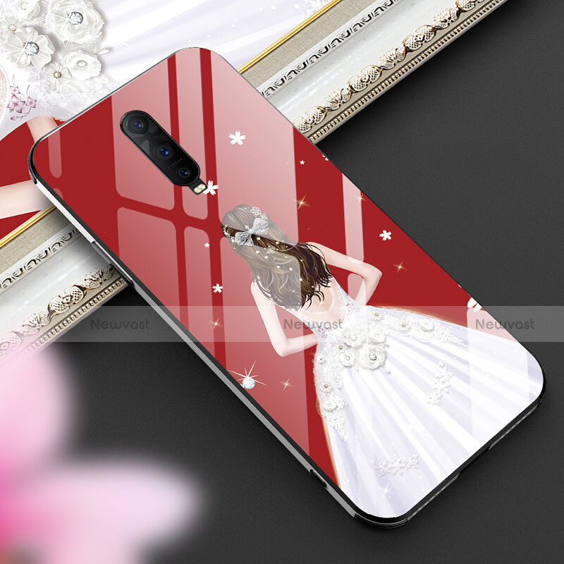 Silicone Frame Dress Party Girl Mirror Case Cover for Oppo RX17 Pro White