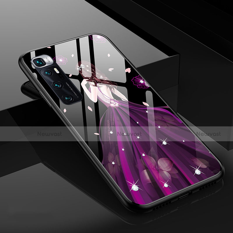 Silicone Frame Dress Party Girl Mirror Case Cover for Xiaomi Mi 10 Ultra Purple