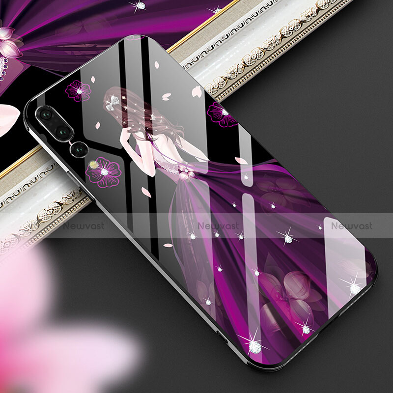 Silicone Frame Dress Party Girl Mirror Case Cover K02 for Huawei P20 Pro Purple