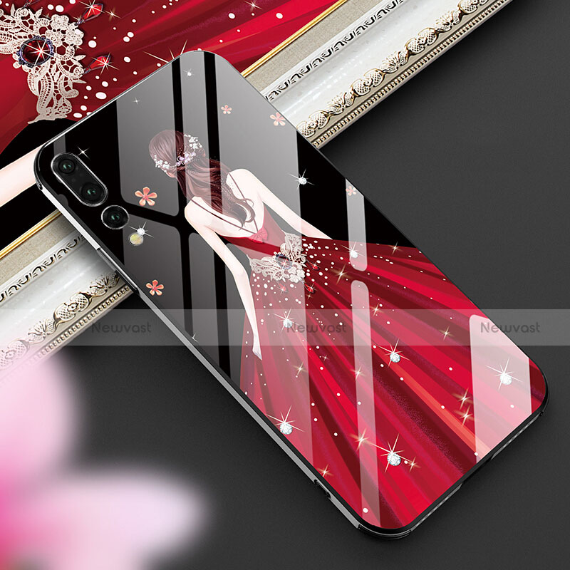 Silicone Frame Dress Party Girl Mirror Case Cover K02 for Huawei P20 Pro Red