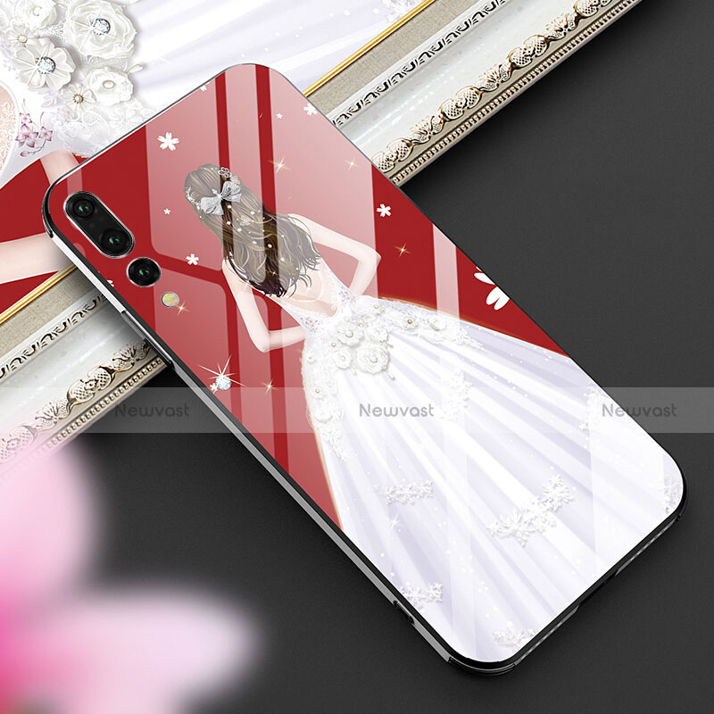 Silicone Frame Dress Party Girl Mirror Case Cover K02 for Huawei P20 Pro White