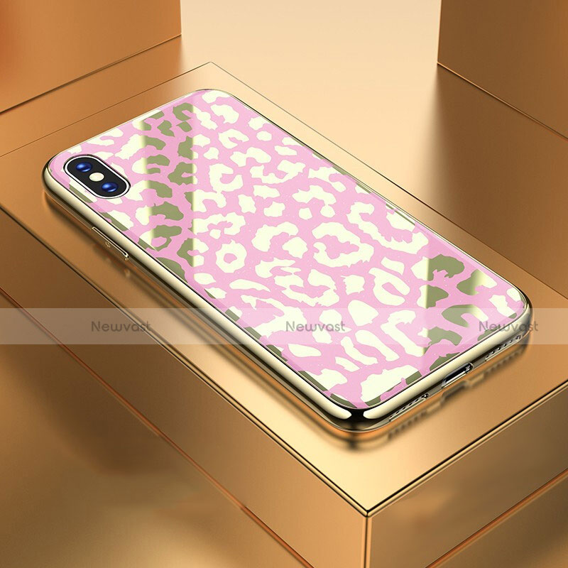 Silicone Frame Fashionable Pattern Mirror Case Cover for Apple iPhone Xs