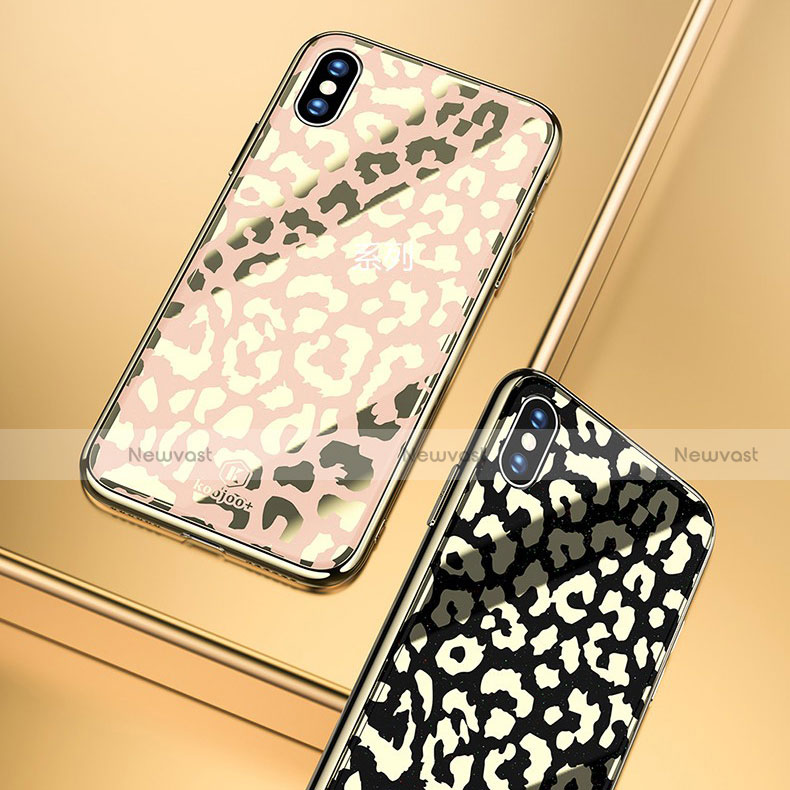 Silicone Frame Fashionable Pattern Mirror Case Cover for Apple iPhone Xs