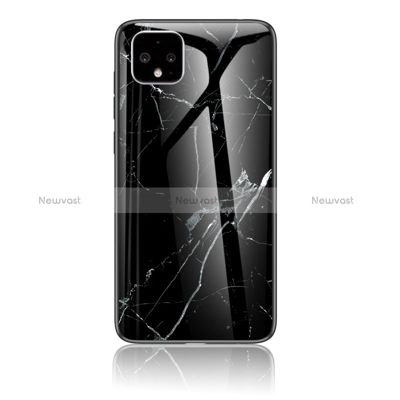 Silicone Frame Fashionable Pattern Mirror Case Cover for Google Pixel 4 XL Black