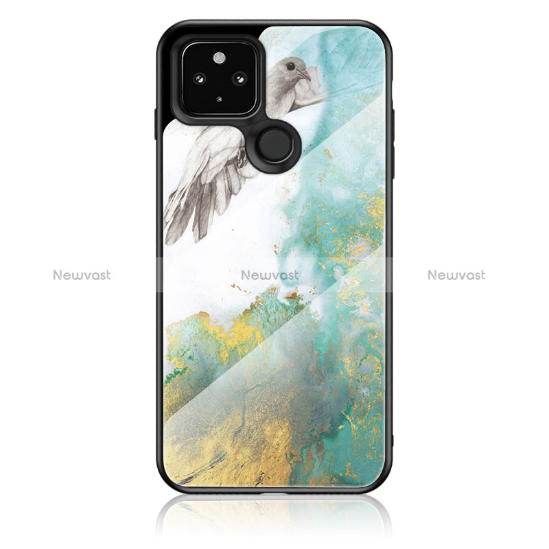 Silicone Frame Fashionable Pattern Mirror Case Cover for Google Pixel 4a 5G Green