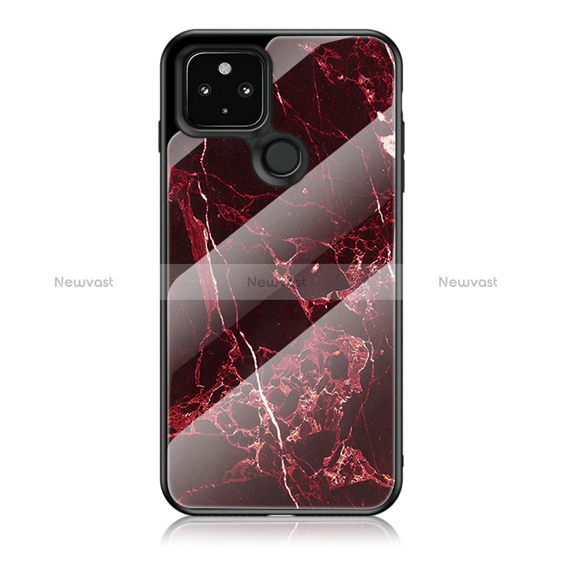 Silicone Frame Fashionable Pattern Mirror Case Cover for Google Pixel 4a 5G Red