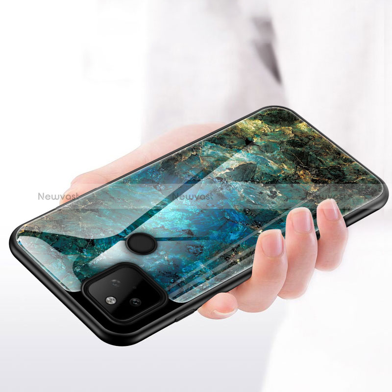 Silicone Frame Fashionable Pattern Mirror Case Cover for Google Pixel 5a 5G