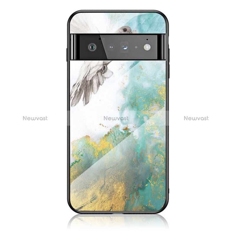 Silicone Frame Fashionable Pattern Mirror Case Cover for Google Pixel 6 Pro 5G Green