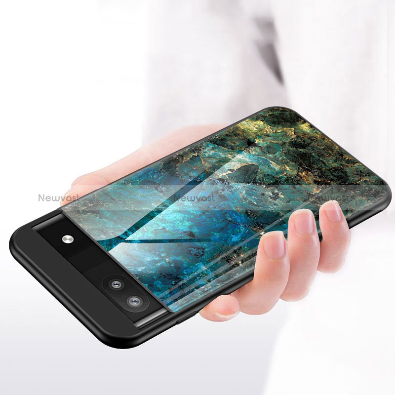 Silicone Frame Fashionable Pattern Mirror Case Cover for Google Pixel 6a 5G