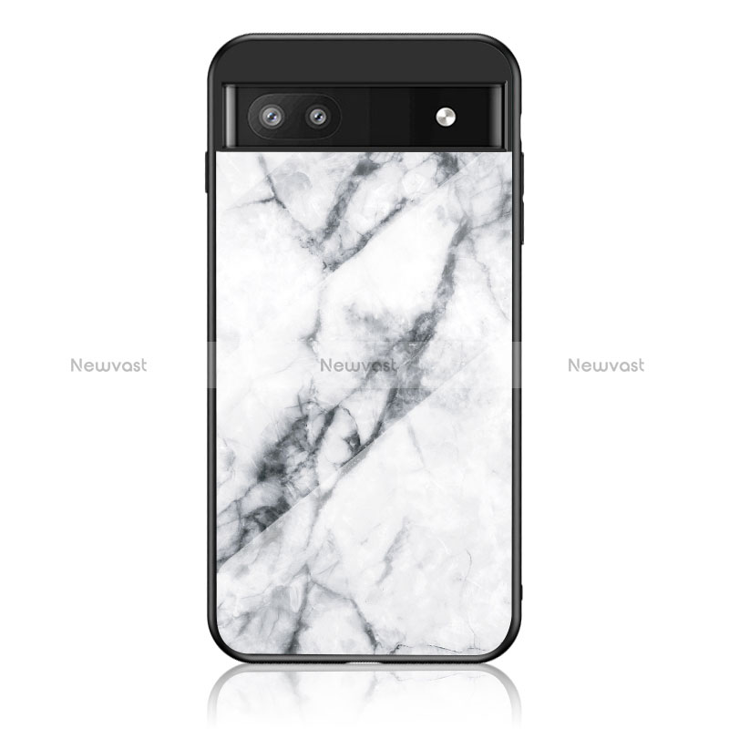 Silicone Frame Fashionable Pattern Mirror Case Cover for Google Pixel 6a 5G White