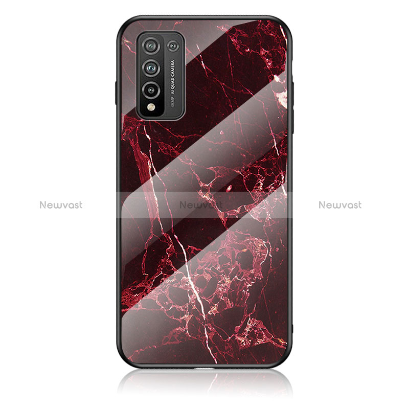 Silicone Frame Fashionable Pattern Mirror Case Cover for Huawei Honor 10X Lite Red