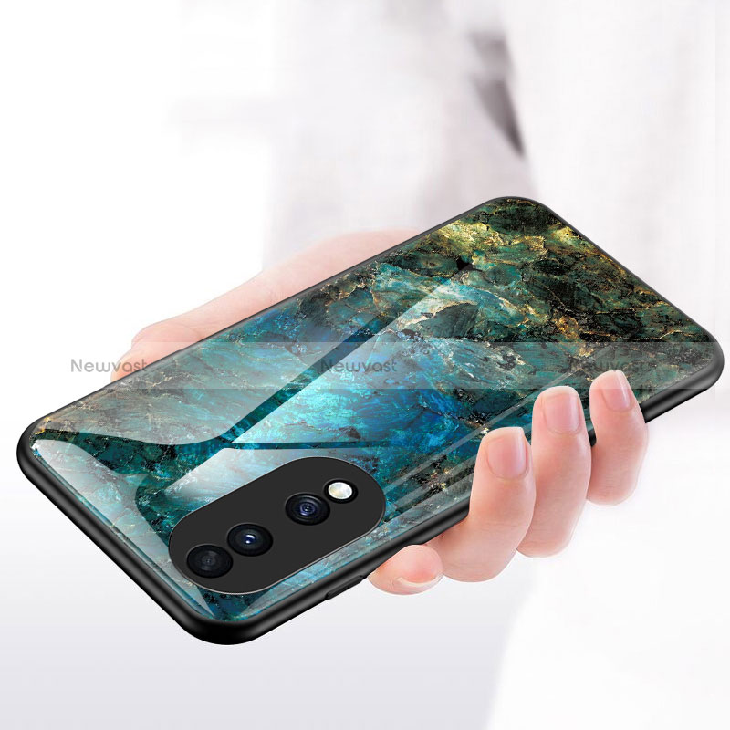 Silicone Frame Fashionable Pattern Mirror Case Cover for Huawei Honor 70 Pro 5G